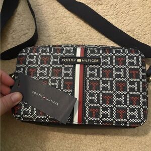 Tommy Hilfiger Black, Red & White Monogram Crossbody Bag